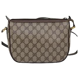 Gucci-GUCCI GG Supreme Web Sherry Line Shoulder Bag PVC Beige 89 02 032 auth 75885-Beige