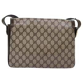 Gucci-GUCCI GG Supreme Shoulder Bag PVC Leather Beige Auth 76670-Beige