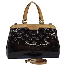 Louis Vuitton-Bolso de mano LOUIS VUITTON Monogram Vernis Brea PM Amarante M91622 LV Auth 75936-Burdeos