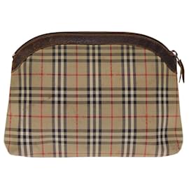 Autre Marque-Burberrys Nova Check Pouch Canvas Beige Auth bs14768-Beige