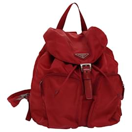 Prada-PRADA Hand Bag Nylon Red Auth 75825-Red