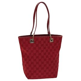 Gucci-GUCCI GG Canvas Tote Bag Red 002 1099 auth 76418-Red