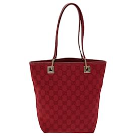 Gucci-GUCCI GG Canvas Tote Bag Red 002 1099 auth 76418-Red