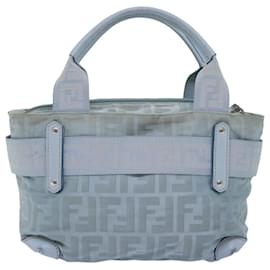 Fendi-FENDI Zucca Canvas Hand Bag Light Blue Auth 75894-Light blue