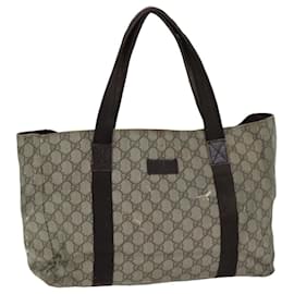 Gucci-GUCCI GG Supreme Tote Bag PVC Beige 141624 auth 75986-Beige