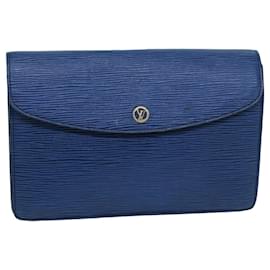 Louis Vuitton-LOUIS VUITTON Epi Montaigne 23 Clutch Bag Blue M52665 LV Auth 76032-Blue