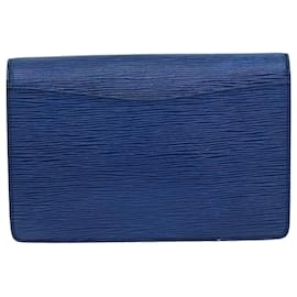 Louis Vuitton-LOUIS VUITTON Epi Montaigne 23 Clutch Bag Blue M52665 LV Auth 76032-Blue