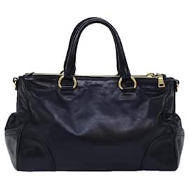 Prada-PRADA Hand Bag Leather 2way Navy Auth ki4478-Navy blue