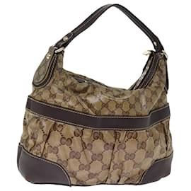 Gucci-GUCCI GG Crystal Shoulder Bag Brown 223965 auth 75987-Brown