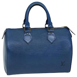 Louis Vuitton-Louis Vuitton Epi Speedy 25 Bolsa de Mão Azul Toledo M43015 Autenticação de LV 76071-Azul