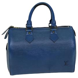 Louis Vuitton-Louis Vuitton Epi Speedy 25 Bolsa de Mão Azul Toledo M43015 Autenticação de LV 76071-Azul