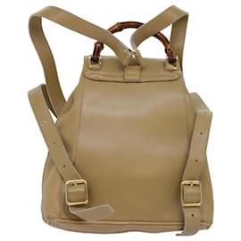 Gucci-GUCCI Bamboo Backpack Leather Beige 003 2058 0030 auth 74427-Beige