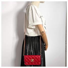 Chanel-WOC Camellia Quilted Caviar Leather Flap Bag Red-Red
