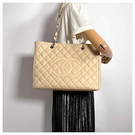 Chanel-GST Quilted Caviar Leather Shopper Bag Beige-Beige