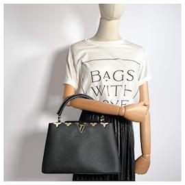 Louis Vuitton-Capucines MM Crown Taurillon Leather 2-Ways Bag Black-Black