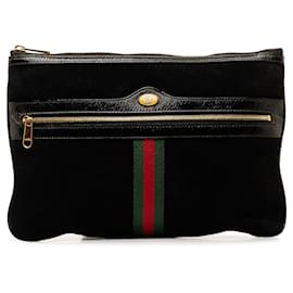 Gucci-Black Gucci Ophidia Suede Clutch Bag-Black