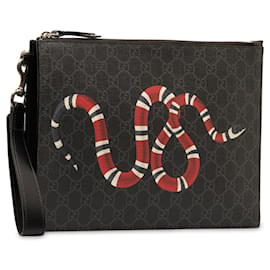 Gucci-Brown Gucci GG Supreme Kingsnake Clutch Bag-Brown