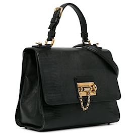 Dolce & Gabbana-Black Dolce & Gabbana Embossed Miss Monica Satchel-Black