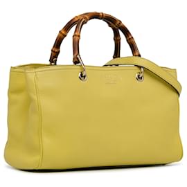 Gucci-Yellow Gucci Medium Bamboo Shopper Satchel-Yellow