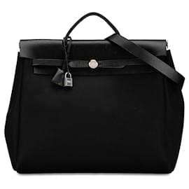 Hermès-Black Hermès Toile Herbag MM Satchel-Black