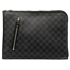 Louis Vuitton-Black Louis Vuitton Damier Graphite Poche-Documents Portfolio Clutch Bag-Black