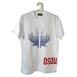 Camiseta Dsquared2 de algodón estampada blanca azul Blanco Azul Multicolor