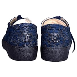 Chanel-Lace CC logo shoes-Blue