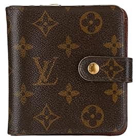 Louis Vuitton-Louis Vuitton Compact Zip Canvas Short Wallet M61667 in good condition-Other