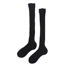 Prada-Chaussettes hautes côtelées noires-Noir