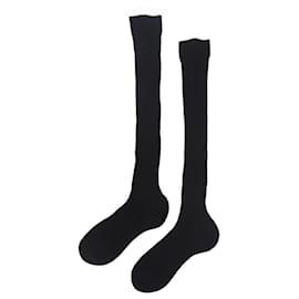 Prada-Black ribbed knee-high socks-Black