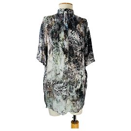 Autre Marque Top en soie noir Multicolore