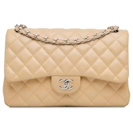 Chanel-Chanel Brown Jumbo Classic Lambskin Double Flap-Brown,Other