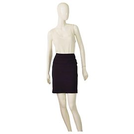 Max Mara Max Studio Black Stretch Mini Skirt with Back Slit Size M Black
