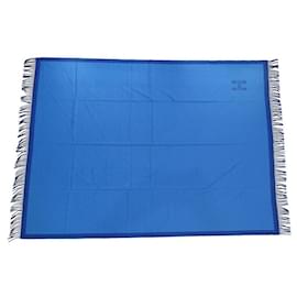 Hermès-NEW HERMES H CASHMERE PLAID CANAPE THROW 185CM BLANKET COVER-Blue