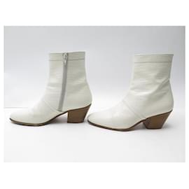 Céline-CELINE SHOES CUBAN ANKLE BOOTS LIZARD EMBOSSED calf leather 338413414C 37.5 SHOES-White