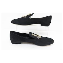 Louis Vuitton-NEW LOUIS VUITTON SHOES WITH STUDDED ANCHOR PATTERN 39 SUEDE BLACK SUEDE SHOES-Black