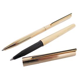 NUOVO SET PENNA ROLLER E PENNA A SFERA PLACCATA ORO ST DUPONT D'oro