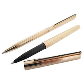 St Dupont-NEW ST DUPONT SET ROLLERBALL PEN & BALLPOINT GOLD PLATED BALLPOINT PEN-Golden