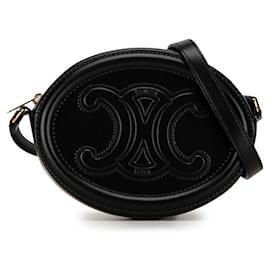 Céline-Celine Triomphe Embossed Leather Oval Crossbody Bag Leather Crossbody Bag in Excellent condition-Other