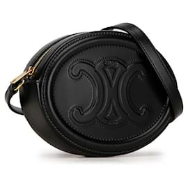 Céline-Celine Triomphe Embossed Leather Oval Crossbody Bag Leather Crossbody Bag in Excellent condition-Other
