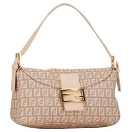 Fendi-Fendi Sac à bandoulière en toile baguette en toile Zucchino 8BR003 en bon état-Autre