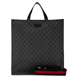 Gucci-Gucci GG Supreme 2WAY Tote Bag Black PVC Leather in Very Good Condition-Black