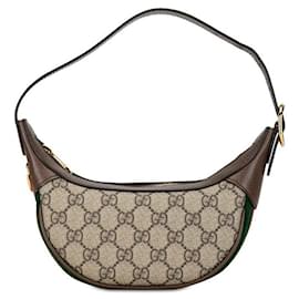 Gucci-Gucci Ophidia Handbag Mini Half Moon Bag 658551 Beige Brown PVC Leather in Very Good Condition-Beige