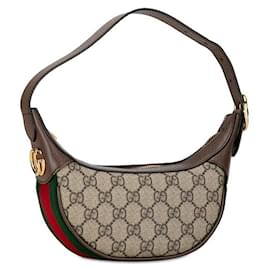 Gucci-Gucci Ophidia Handbag Mini Half Moon Bag 658551 Beige Brown PVC Leather in Very Good Condition-Beige