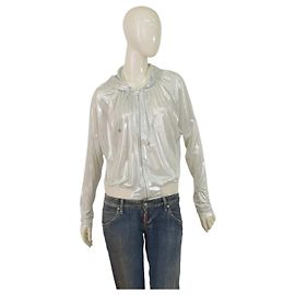 Veste courte à capuche Pinko Liquid Shine Argent Métallisé M Argenté
