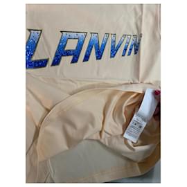 Lanvin-Lanvin Logo Crystal Embellished T Shirt-Pink