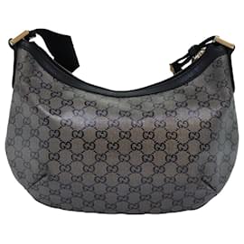 Gucci-GUCCI GG crystal Shoulder Bag PVC Leather Black 181092 1669 Auth ki4485-Black