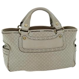 Céline-CELINE Hand Bag Leather Beige Auth 74693-Beige