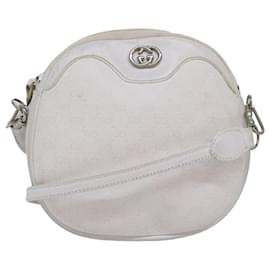 Gucci-GUCCI Micro GG Supreme Shoulder Bag PVC Leather White Auth 75267-White