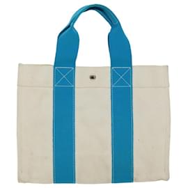Hermès-HERMES Bora Bora PM Tote Bag Canvas Light Blue White Auth bs14840-White,Light blue